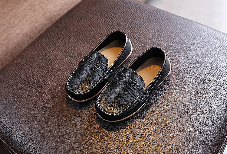Boys Shoes Spring Autumn Kids Oxfords Boys Slip-on Flats Soft PU Leather Shoes Toddler Black White Loafers For Boy