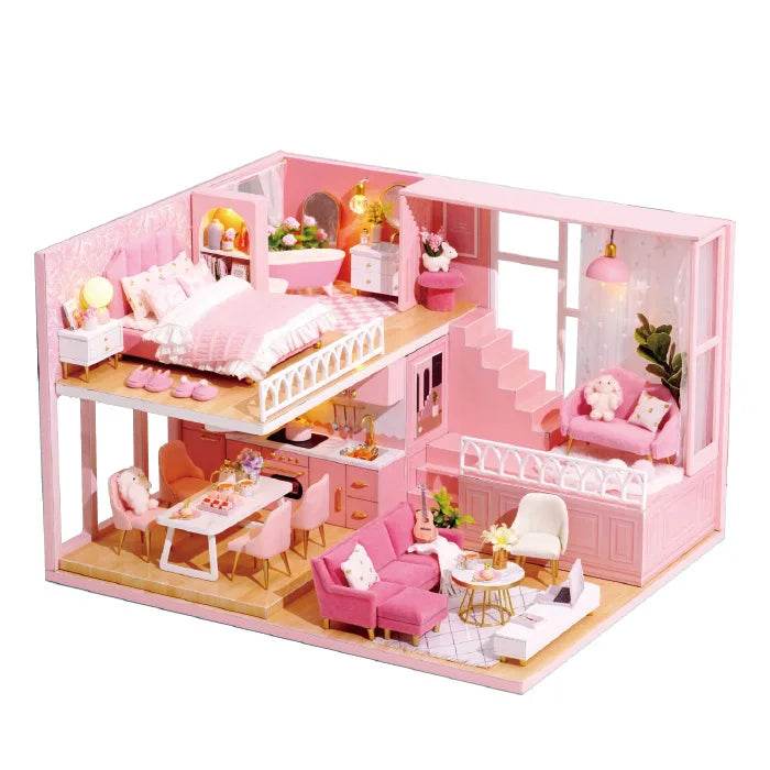 Doll House Kit 3D Wooden Mini DollHouse Assembly Building with Furniture Kit Toys Children's Birthday Gift 3D Puzzle Handmade - AIAZ