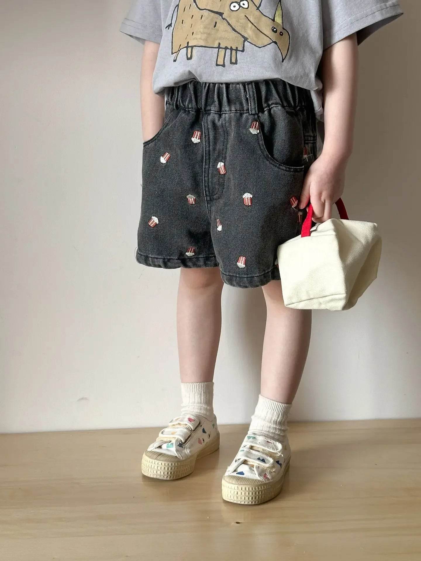 Fashion Cartoob Print Denim Kids Shorts Girls Pants Summer 2025 New Boys Summer Clothes Baby Loose Casual Pants - AIAZ