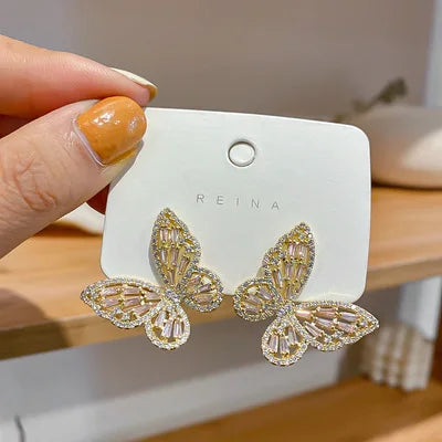 New High-end Atmosphere Decoration Shine Fashion Women Temperament Personality Exaggerated Earring Wedding Jewelry Birthday Gift