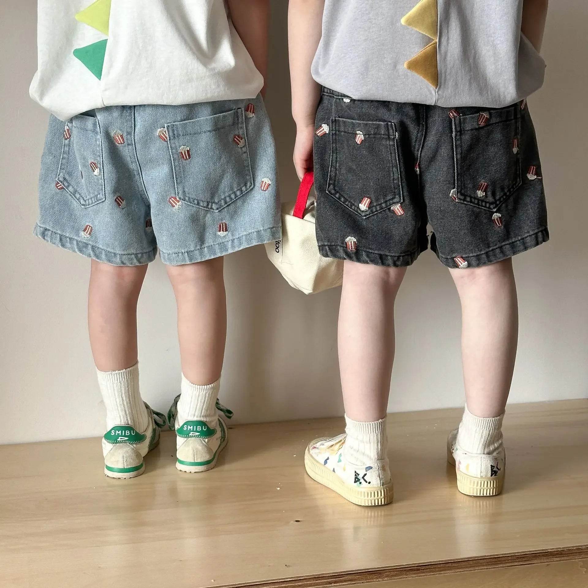 Fashion Cartoob Print Denim Kids Shorts Girls Pants Summer 2025 New Boys Summer Clothes Baby Loose Casual Pants - AIAZ