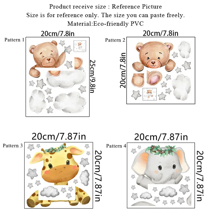 Cartoon giraffe Panda elephant switch stickers Kids Baby Bedroom decor Home decor Wallpaper Kids wall decal Room decor stickers