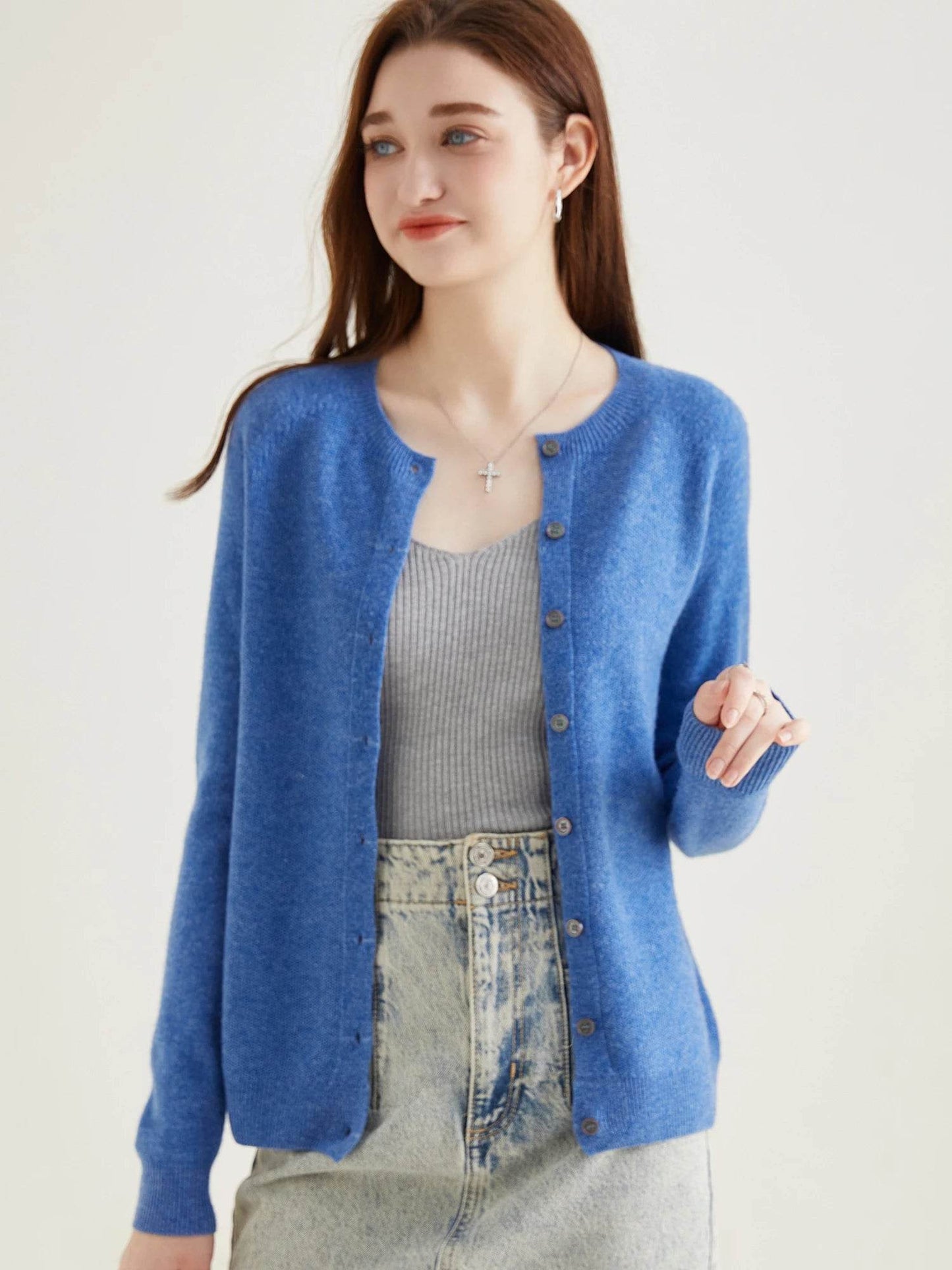 Knit Cardigan for Women Sweater Woman Long Sleeve Top 100% Wool Cardigans Sweaters Vintage Coat Knitwears Jacket Female Clothing - AIAZ