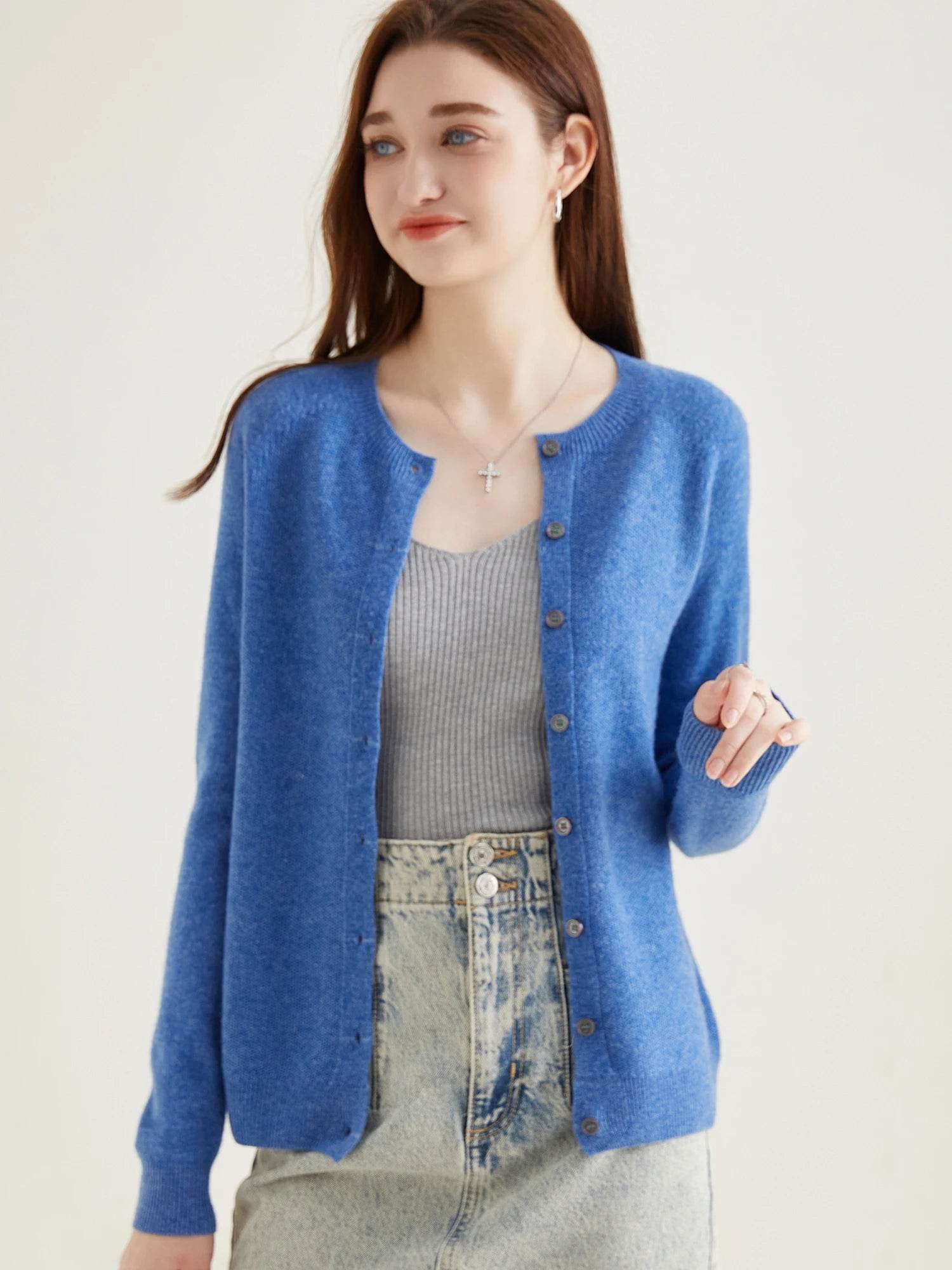 Knit Cardigan for Women Sweater Woman Long Sleeve Top 100% Wool Cardigans Sweaters Vintage Coat Knitwears Jacket Female Clothing - AIAZ