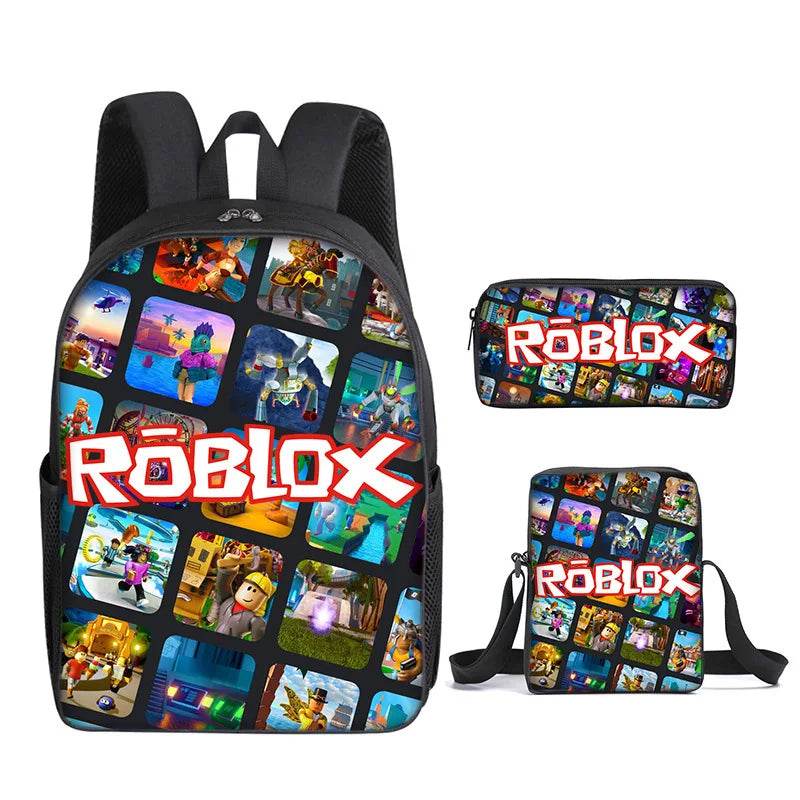 Game ROBLOX Student Backpack Korean Version Primary and Secondary School Backpacks Ins Fashion Trend Backpack Three Piece Set - AIAZ