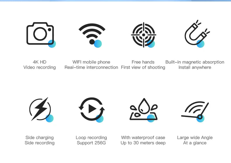 Wireless WiFi 4K UltraHD Mini Portable POV Camcorder Waterproof Magnetic Action Cam Bike Car Vlog Camera Outdoor Sports Recorder