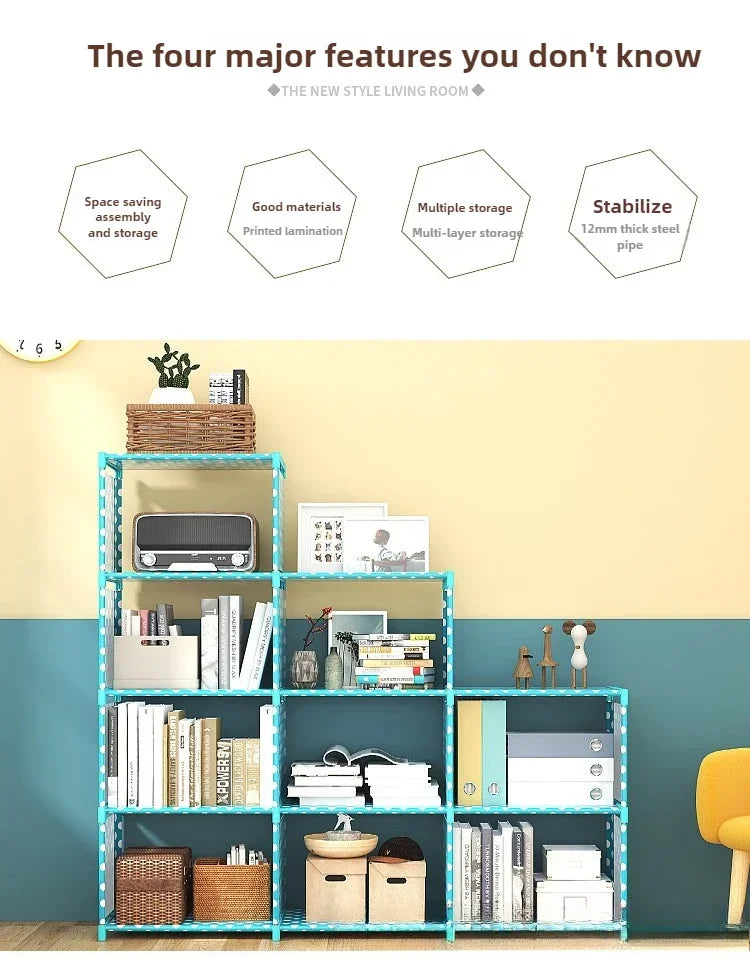 Floor To Ceiling Household Simple Bookshelf, Desktop Storage Shelf, Simple Children's Bookshelf, Multi-layer Miscellaneous Shelf