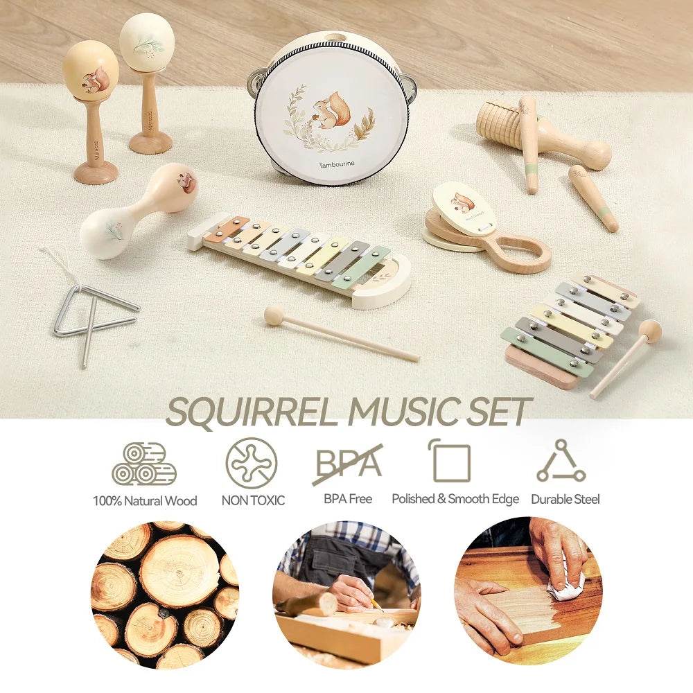 Musical Montessori Toys Baby Toys Rattle Bell Drum Xylophone Percussion for 0 3 Year Kids Early Educational Instruments Toys - AIAZ
