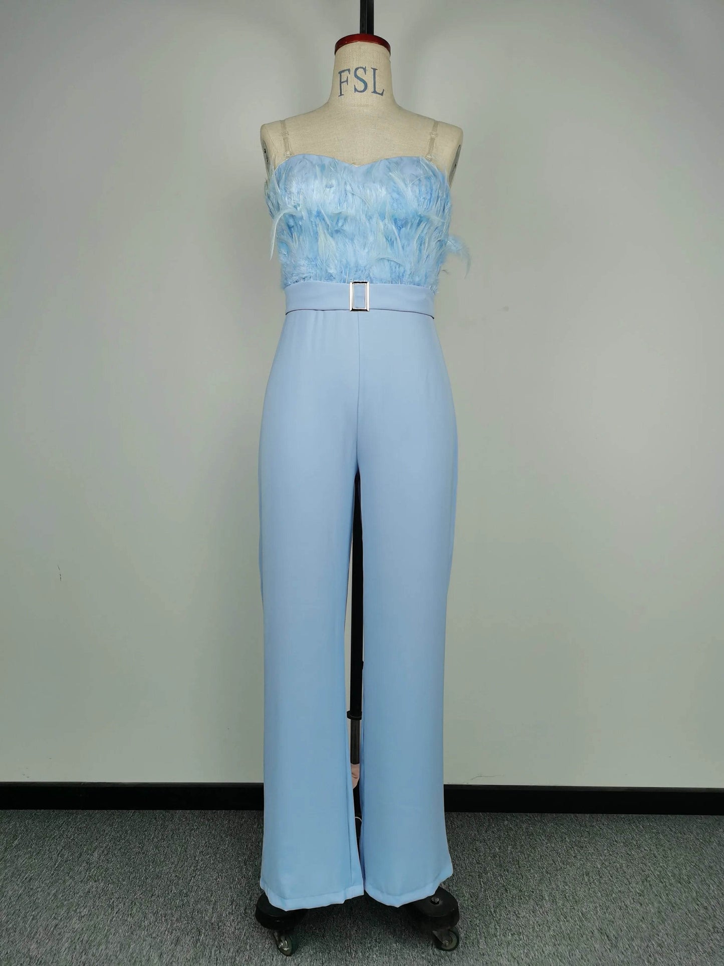 Jumpsuit Women Elegant Long Jumpsuit Strapless Slash Neck Feather Tube Top Sexy Fashion Party Night Evening Jumpsuit 2021 Summer - AIAZ