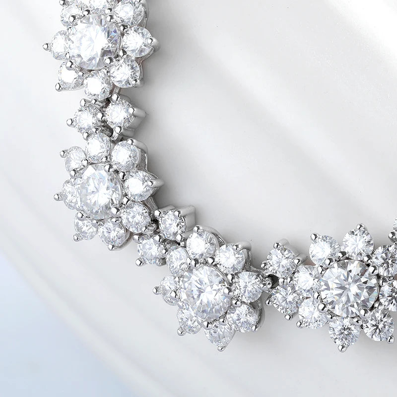 NKHOG Full Moissanite Jewelry Set 925 Sterling Silver Sunflower Necklace Bracelet Earring Sets For Women Fine Jewelry GRA Tested