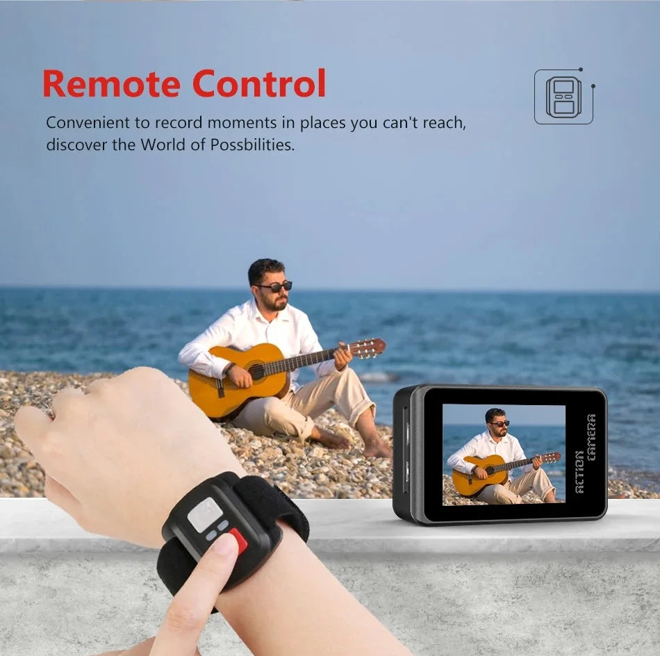 2" IPS Dual Screen Action Camera 5K 30FPS  4K 60FPS 48MP EIS Video With Optional Filter Lens 1080P Webcam Vlog WiFi Sports Cam