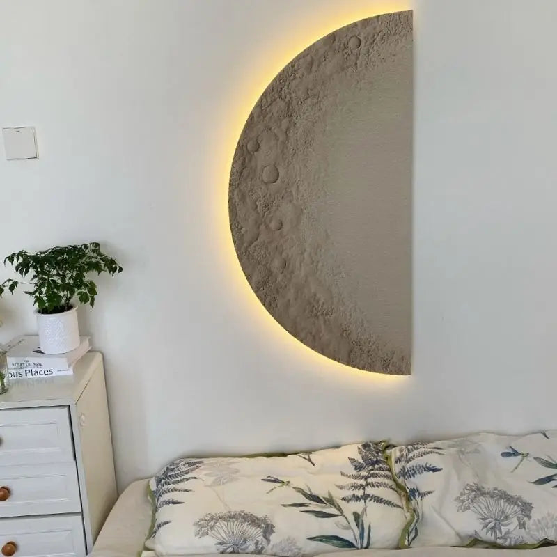 Remote Control Dimming Wall Painting Lamp Creative Minimalist Living Room Background Wall Decor LED Moon Painting Wall Lights