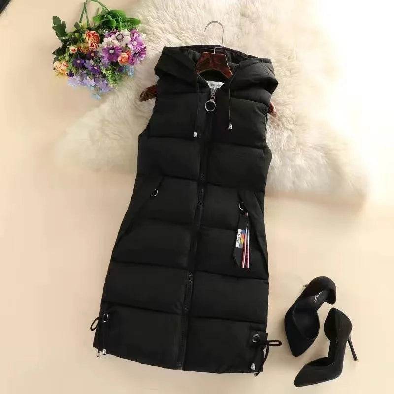 Autumn Women Vest Winter Puffer Parkas Coat 2023 New Casual Pocket Hooded Waistcoat Female Sleeveless Jacket Outerwear - AIAZ