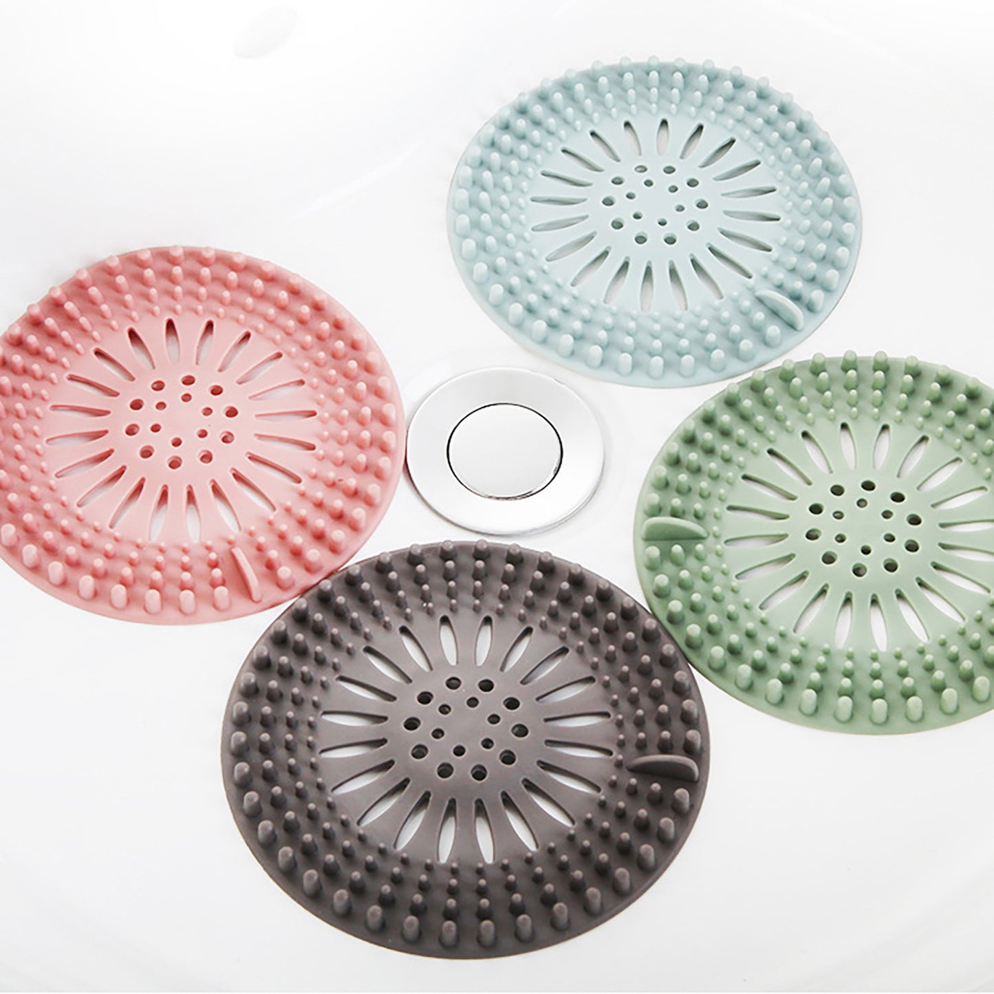 Silicone Drain Hair Catcher with Suction Cup Shower Bathtub Drain Strainer Hair Filter Drain Sink Strainer Bathroom Accessories