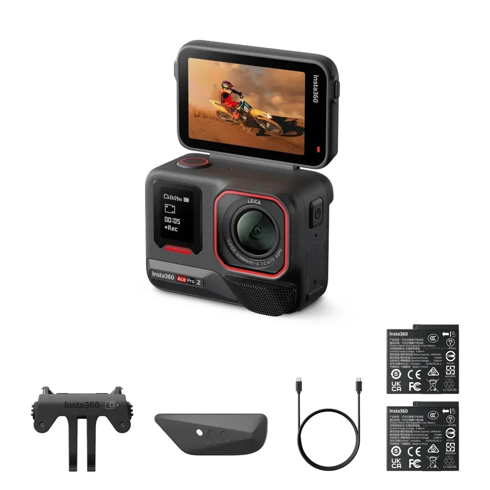 Original Insta360 Ace Pro 2 8K AI Powered Action Cam - Dual Battery Standard Bundle 360 derece aksiyon kamera  4k camera  go pro