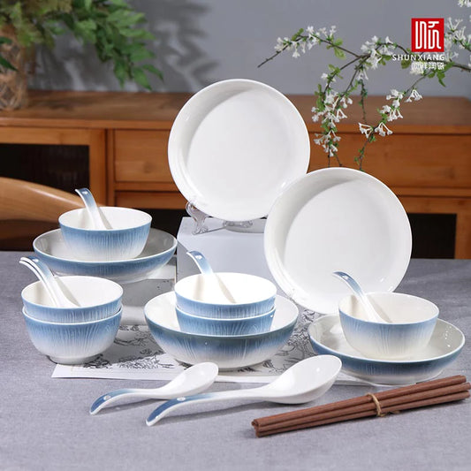 Luxury Ceramic Tableware Sets 24PCS Bone China Cutlery Microwave Dishwasher Safe Durable Elegant Ceramic Plates Dinner Sets