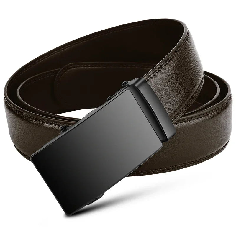 Automatic Buckle Belt for Men Famous Brand Business Belt Men PU Leather Waist Straps Black Male Jeans Belts for Men