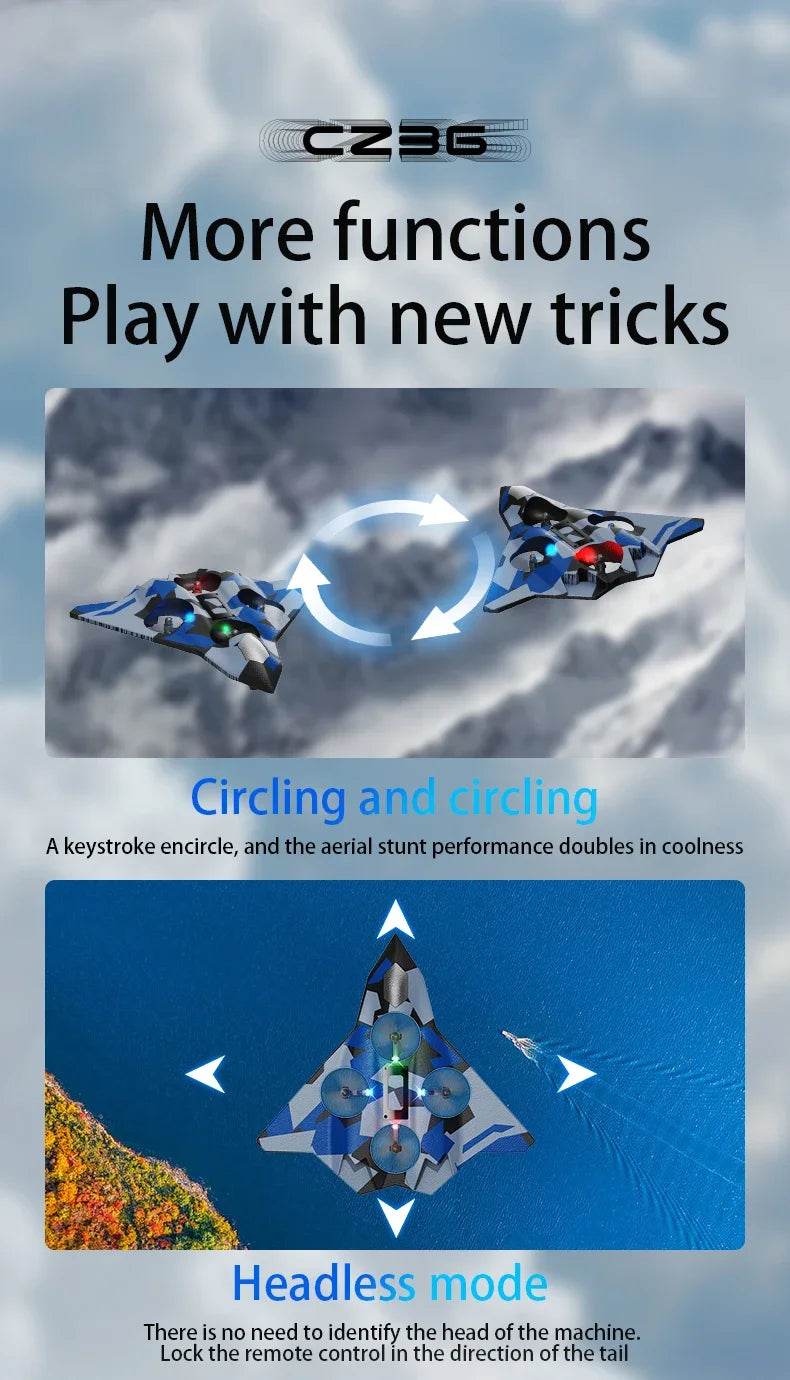 RC Aircraft EPP Foam Stunt Glider Electric Fighter Remote Control Airplane Fall Resistant Plane Toys for Boys Kids CZ01 CZ63 - AIAZ