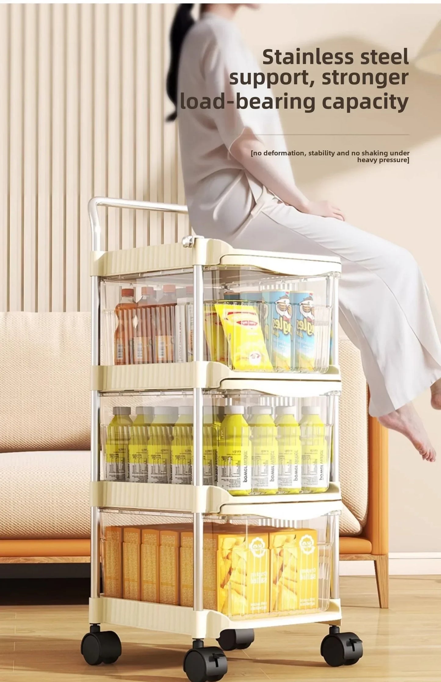 Small Cart Storage Rack, Snack Storage Rack, Multi-layer Storage Cabinet, Drawer Style Movable Baby Product Storages Rack