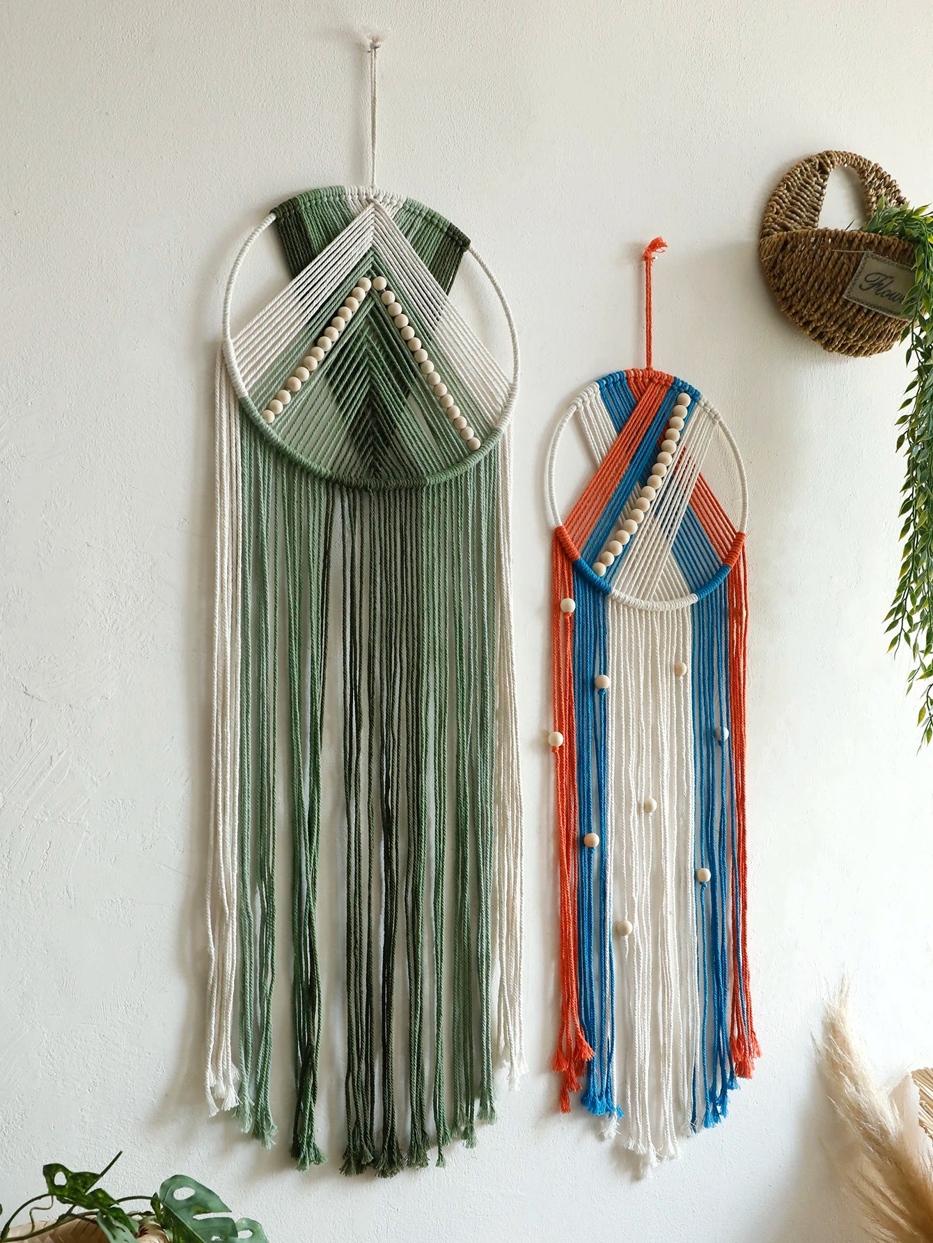 Handmade Macrame Wall Hanging Tapestry with Fringe and Wooden Beads for Living Room Bedroom or Nursery Large Bohemian Decor Gift