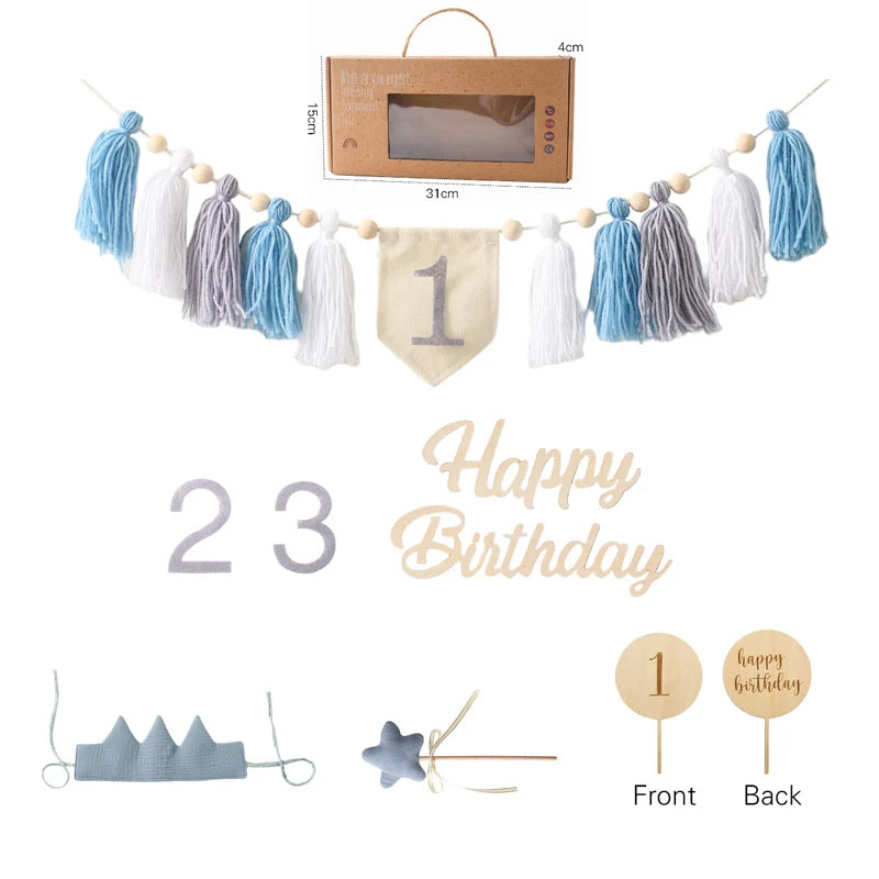 Let's Make Happy Birthday Banner Handmade Tassel Pendant First Boys Girl Baby Shower Birthday Party Balloon Decoration Supplies