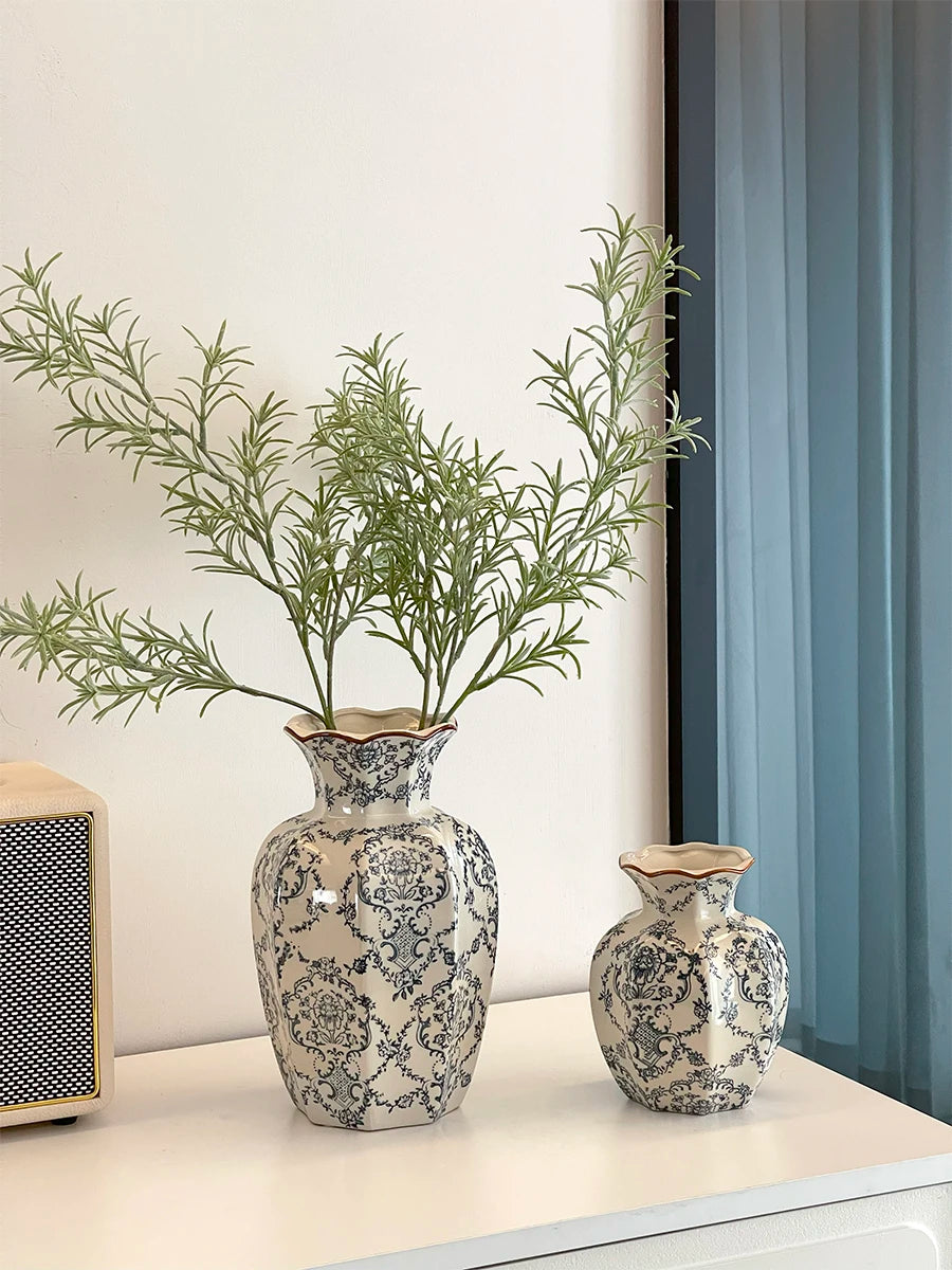 Cerc Flower Vase Decoration Jingdezhen Blue And White Porcelain Living Room Floral Arrangement Desktop Flower Ho...