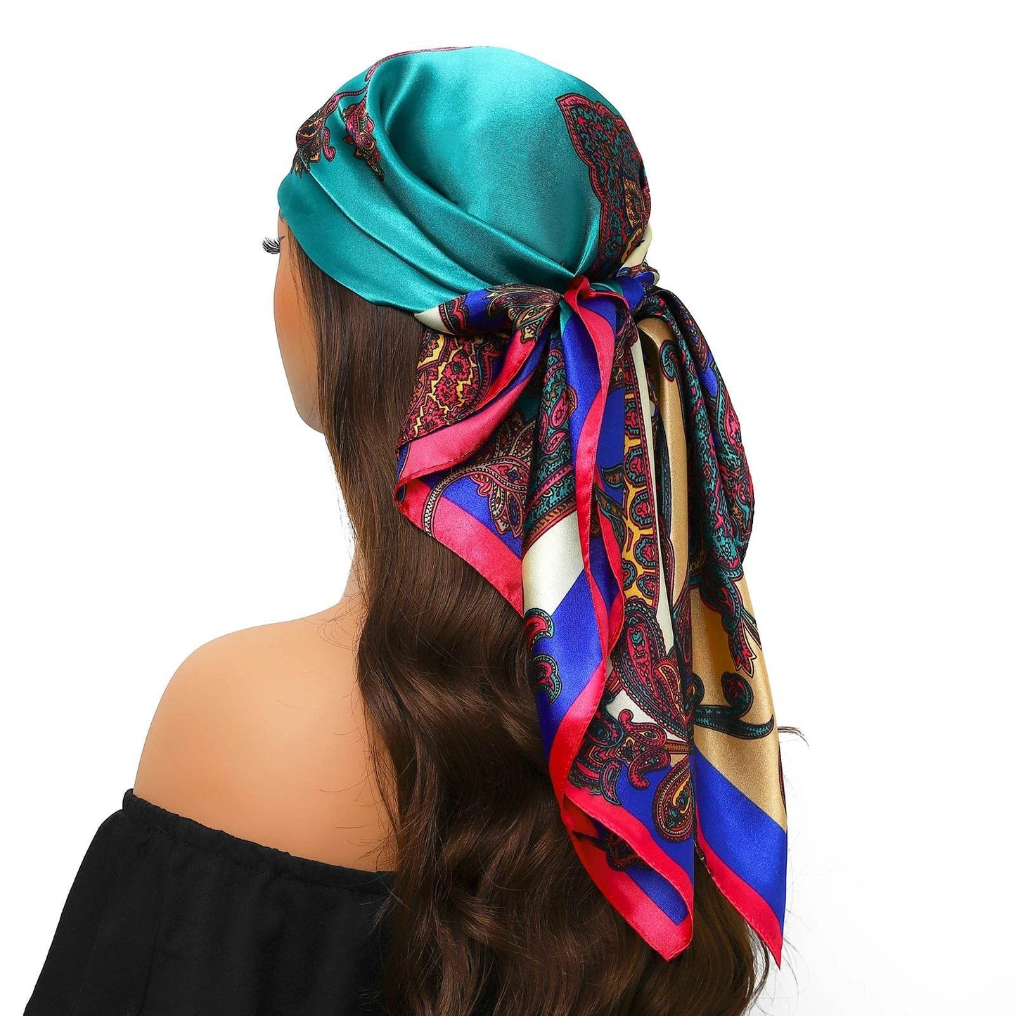 Head Scarf Women Luxury Brand Square 90*90cm Silk Foulard Satin Bandana Cheveux Soft Neckerchief Hijab Hair Scarves For Ladies - AIAZ