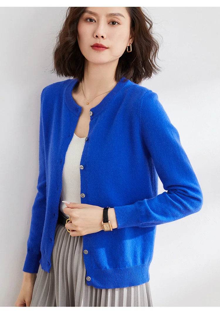 Women Cardigans Sweater O-neck Spring Autumn Knitted Cashmere Cardigans Solid Single Breasted Womens Sweaters 2022 - AIAZ