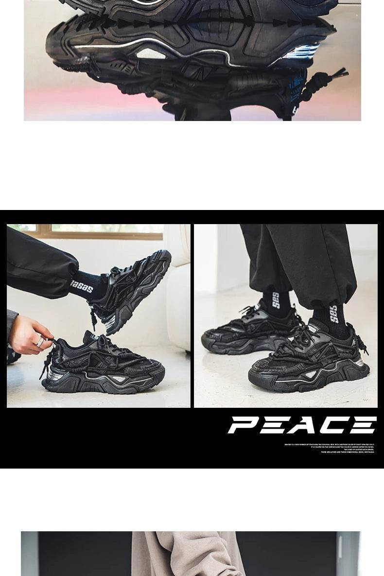 Platform Men Shoes Fashion Clunky Sneakers Men Casual Shoes Breathable Sports Dad Shoes Male Fitness Footwear 2023 - AIAZ