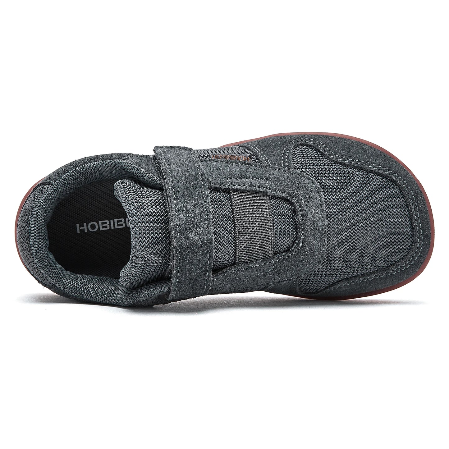 HOBIBEAR Kids Wide Toe Barefoot Shoes Little/Big/Kid Hook Loop Minimalist Sneakers Artificial Leather Mesh Lightweight Shoes