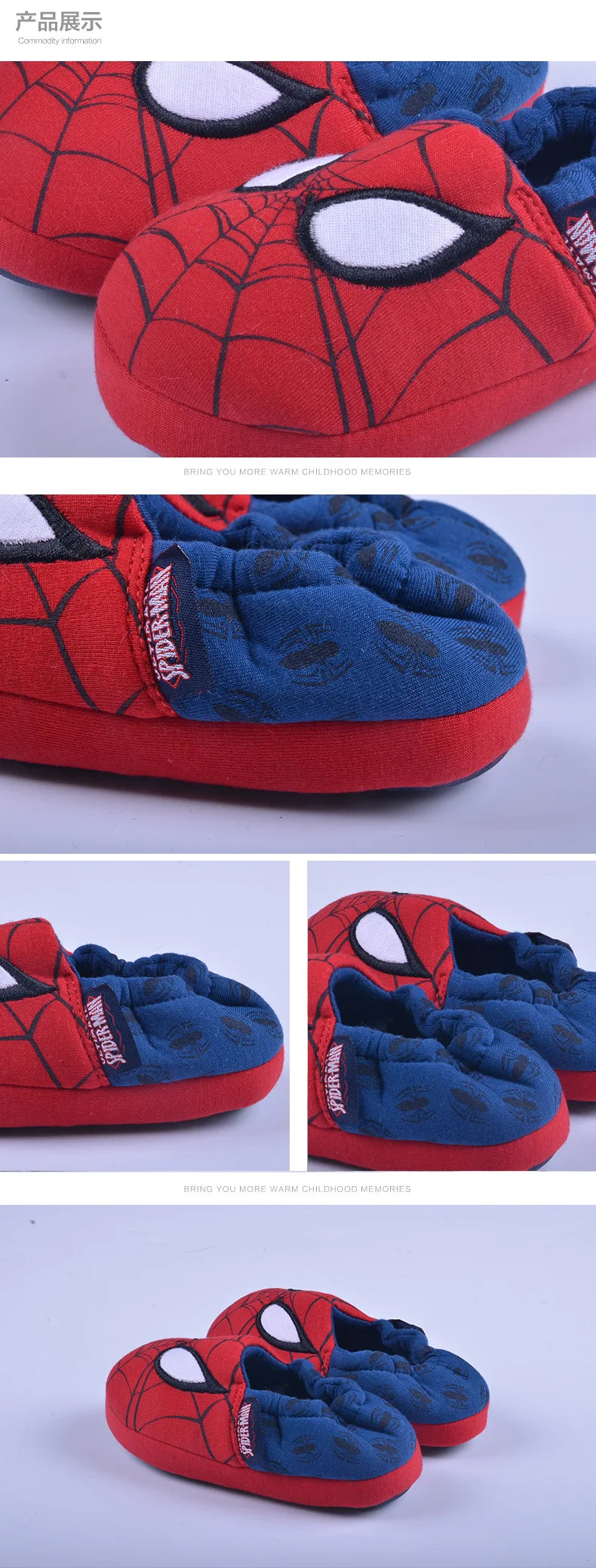 Disney Indoor Home Slippers Parent-child Heel Cotton Anti-skid Floor Children's Shoes Breathable Cartoon Red Slippers Size 26-46