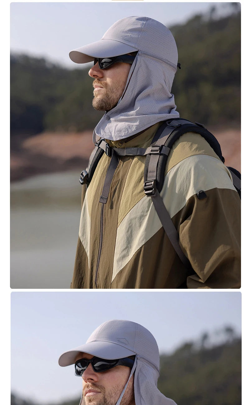 Summer Quick Drying Baseball Caps For Men Women Anti UV Sun Hat Breathable Hiking Fishing Hat Male Outdoor Detachable Shawl Hats