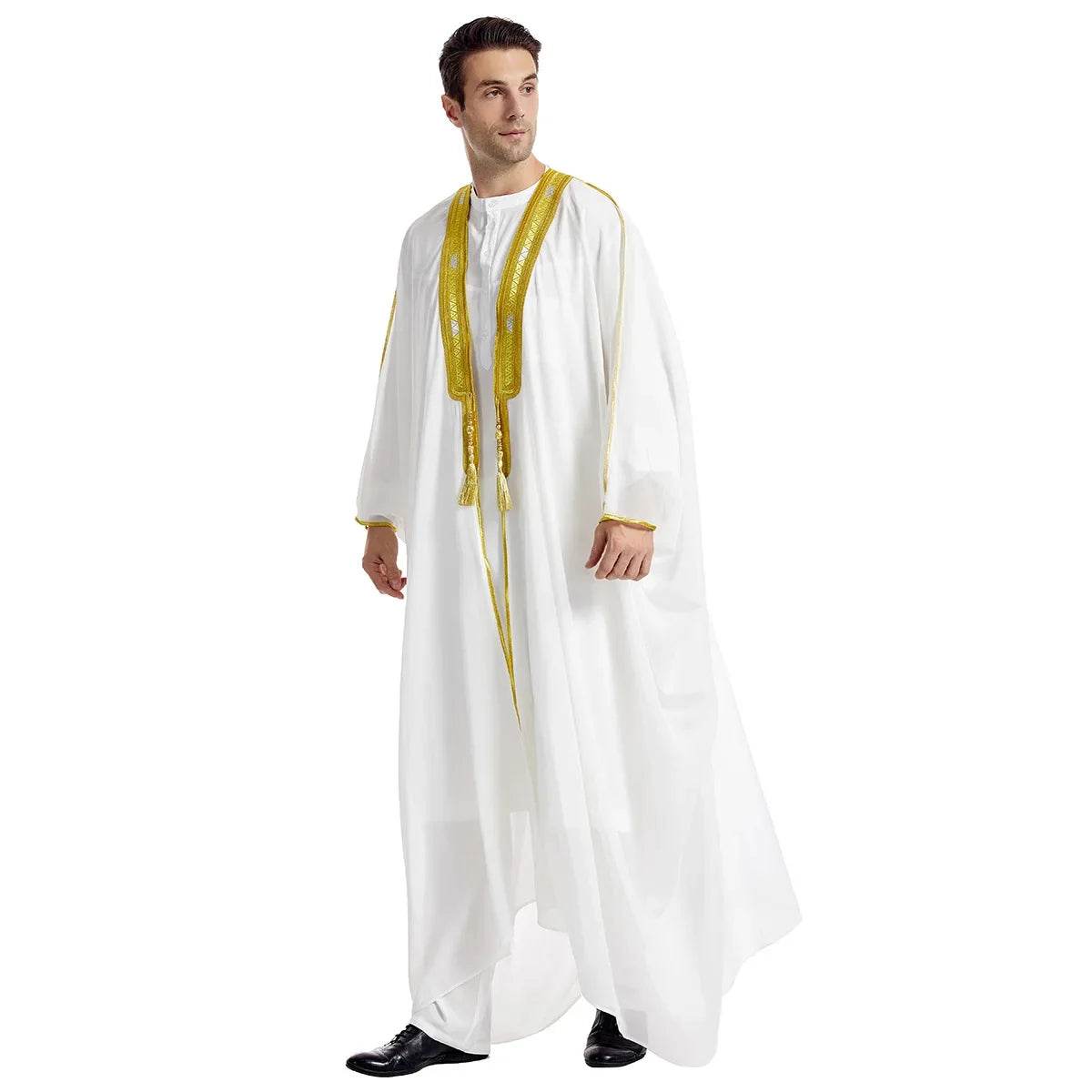 Islamic Clothing Men Robe Arabic Costumes Kaftan Muslim Man Moroccan Casual Long Dress Striped Middle East National Costume - AIAZ