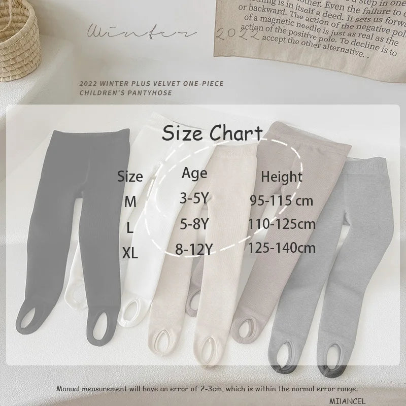 3-12 Years 2023 New Kids Pants Girls Tights Fur Lining Warm Pantyhose Children Skinny Leggings for Winter