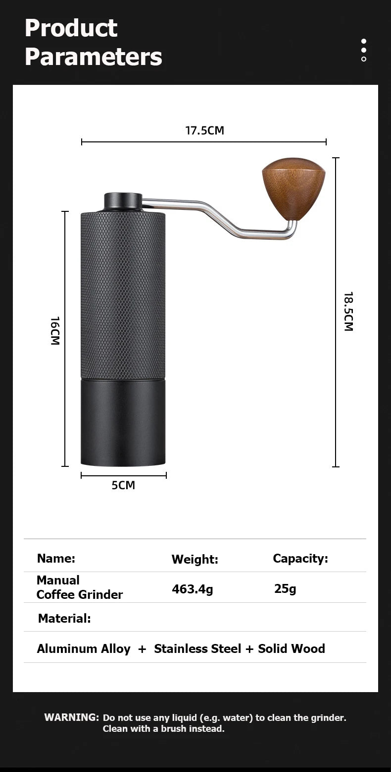 Manual Coffee Grinder Stainless Steel Conical Burr Adjustable Setting High Quality Portable Hand Grinder
