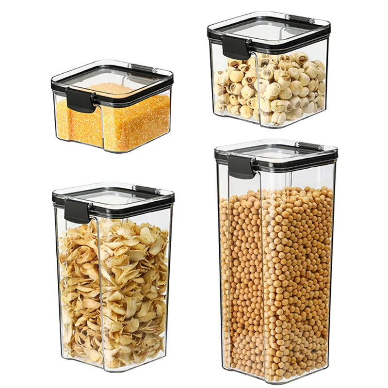 1-5 PCS Airtight Food Storage Containers, Clear Plastic Canisters for Kitchen Pantry, Dry Goods Grains Flour Snacks Organization