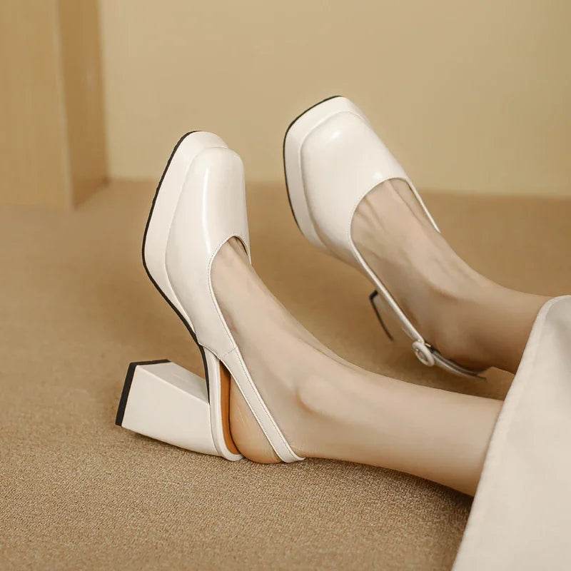 Slingbacks Summer Women Sandals Fashion Black White Pumps Shoes For Girls Elegant High Heels Wedding Shoes Ladies Large Size - AIAZ
