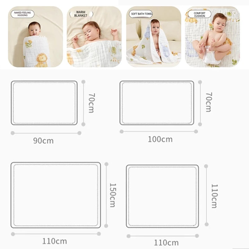 AIBEDILA Newborn baby bath towel pure cotton gauze bath towel Class A soft children's blanket absorbent newborn baby blanket