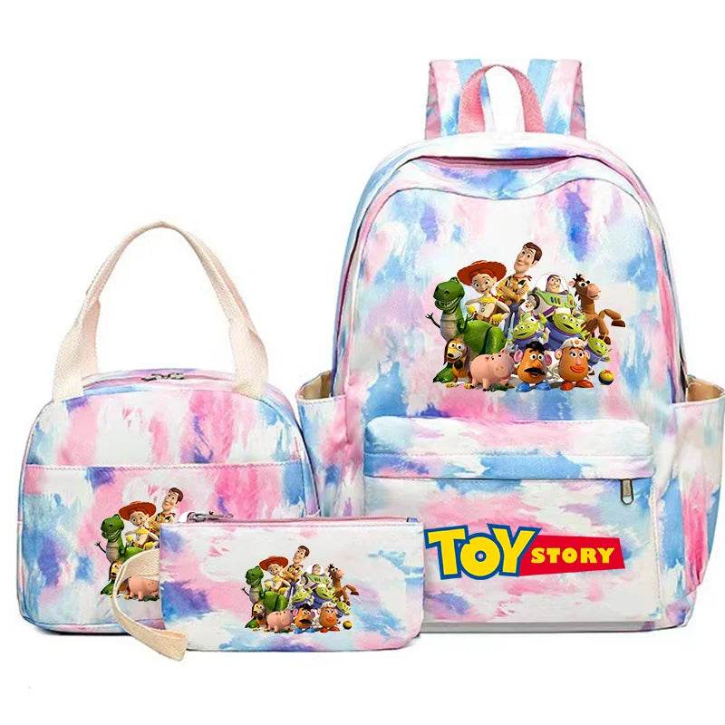 Toy Story Colorful Backpack Set With Tote and Pouch Large Capacity Lightweight And Breathable Outdoor Knapsack School Bags - AIAZ