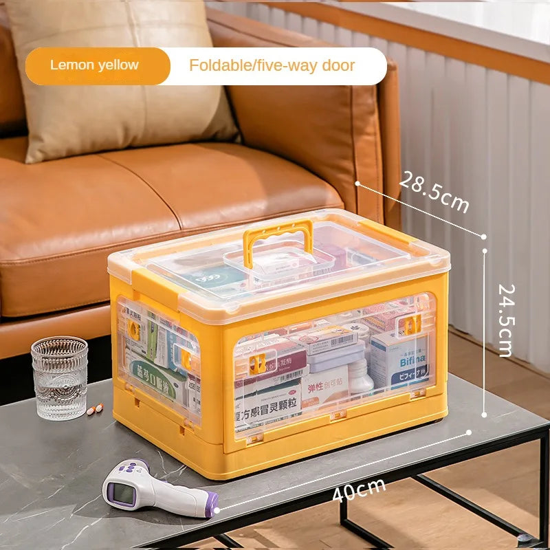 Medicine  Large Capacity Household Storage Box Transparent Emergency Medicine Box Foldable Multi-functional Sorting Box