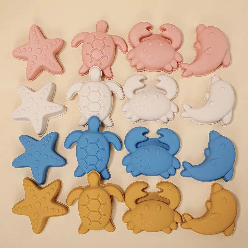 TYRY.HU 8pcs/set Children Toys Silicone Beach Toy Set with Bucket and Six Accessories Fun Outdoor Play Sand for Kids - AIAZ