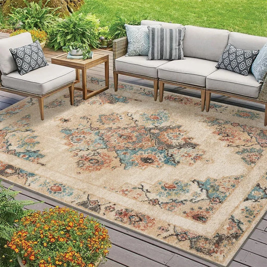VIKAMA Summer Outdoor American-style Persian Camping Carpet, Living Room Carpet, Balcony and Terrace Carpet, Home Decoration