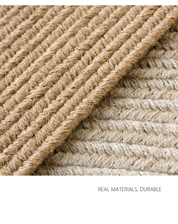 Living Room Carpet Home Decoration Natural Jute Hand Woven Bedroom Rug Fashion Minimalism Wear-resistant Durable Breathable Mat