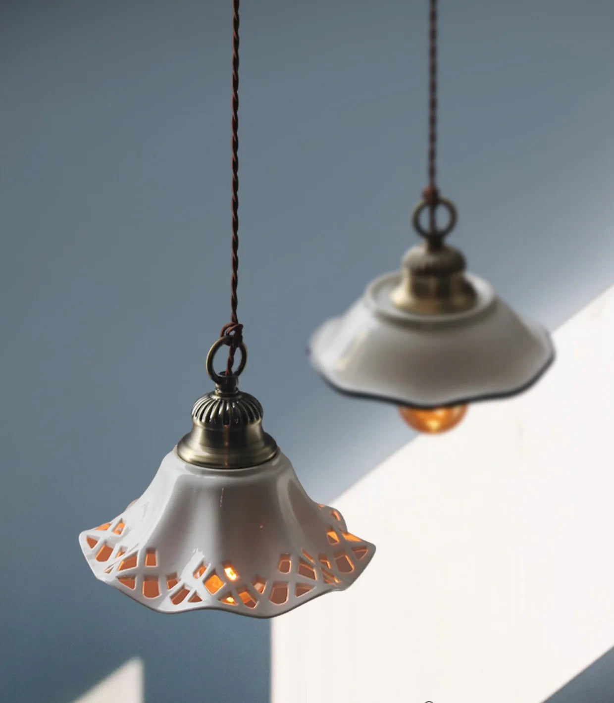 IWHD Modern Simple Ceramic LED Pendant Lamp Home Indoor Decor Lighting Bedroom Restaurant Dinning Living Room Lights Hanglamp