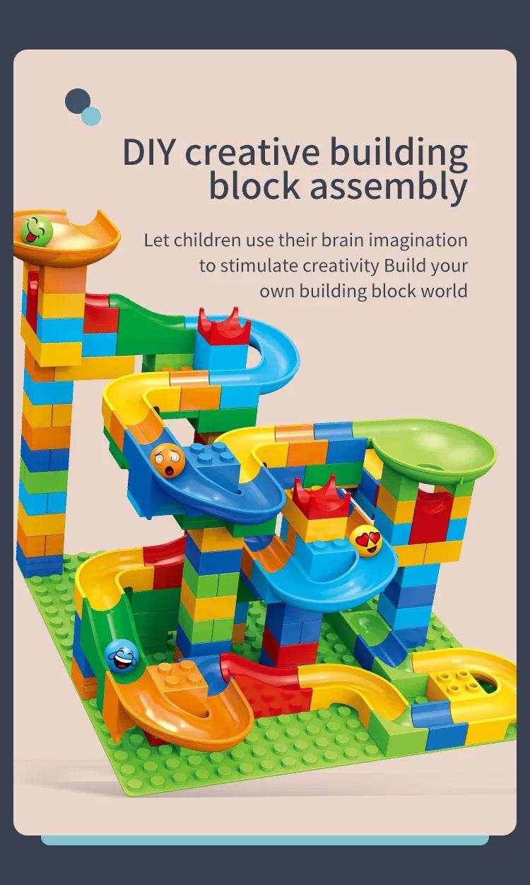 Marble Race Run Block Small Size Building Blocks Maze Ball Funnel Slide Blocks DIY Creative Bricks Assemble Toys Bulk Model Toys - AIAZ