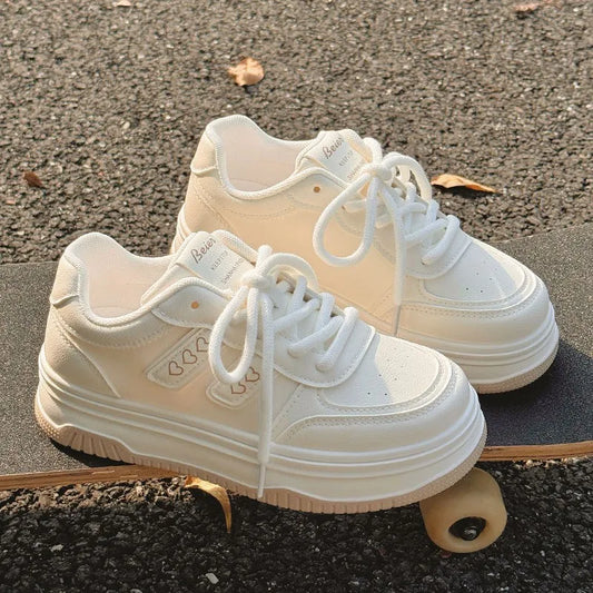 Casual A White Shoes Women Simple Breathable Women's Shoes Sneakers Canvas Women Platform Sneakers