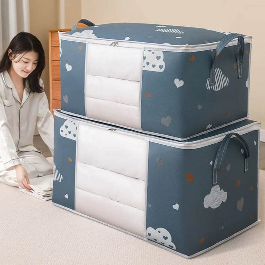 Large Capacity Clothes Storage Bag Organizer With Reinforced Handle Suitable For Blankets Bedding Foldable With Sturdy Zipper - AIAZ