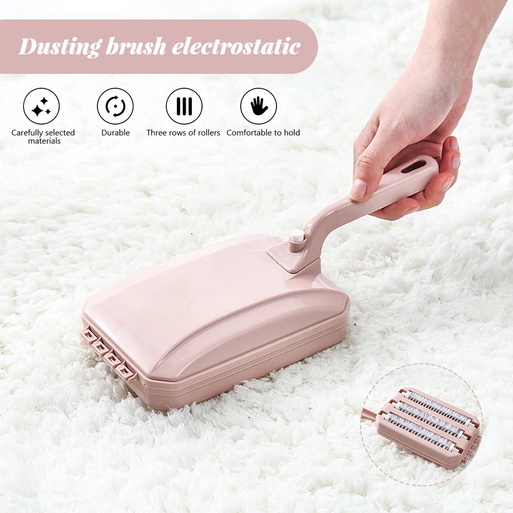 Electrostatic Carpet Floor Sweeper Brush Handheld Sofa Cleaning Roller for Bed Fluff with Trash Collector Household Cleaner