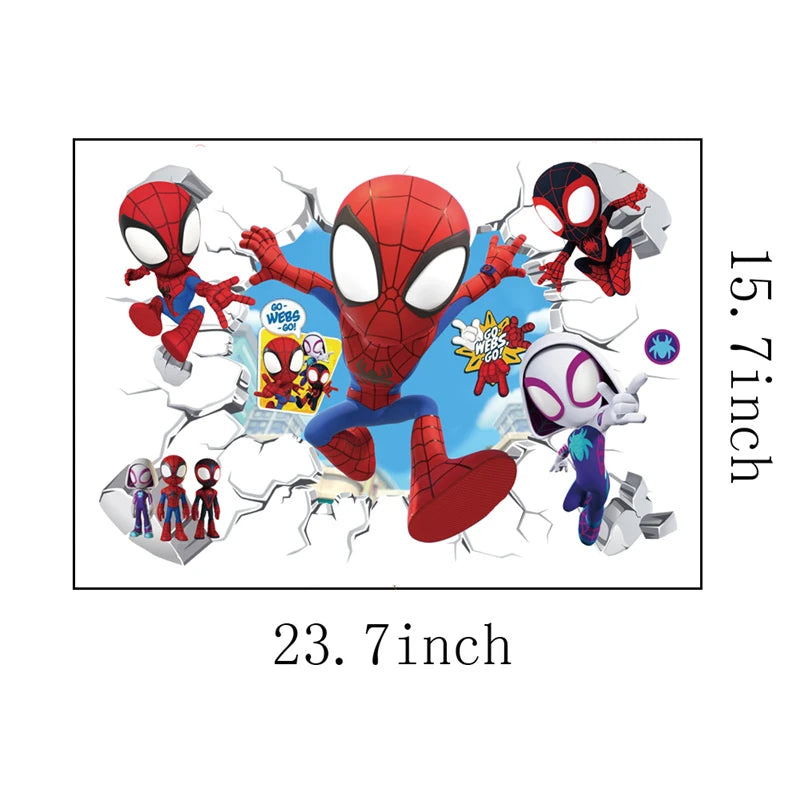 Cartoon Spider-Man Avenger Wall Stickers For Kids Room Decoration Home Bedroom PVC Decor Marvel Movie Mural Wall Art Decals