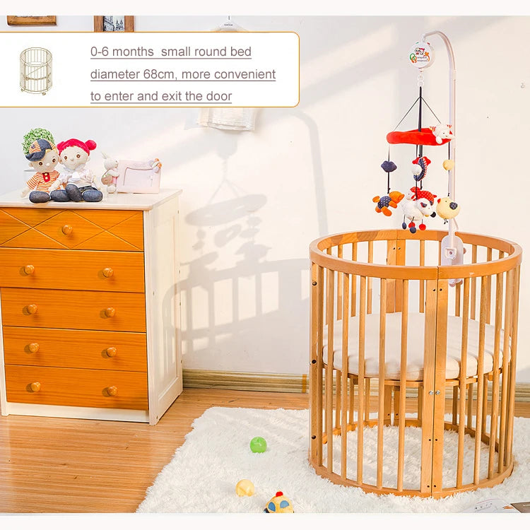 Nordic Multi-functional Height Adjustable Wooden Baby Cribs Kid Bed